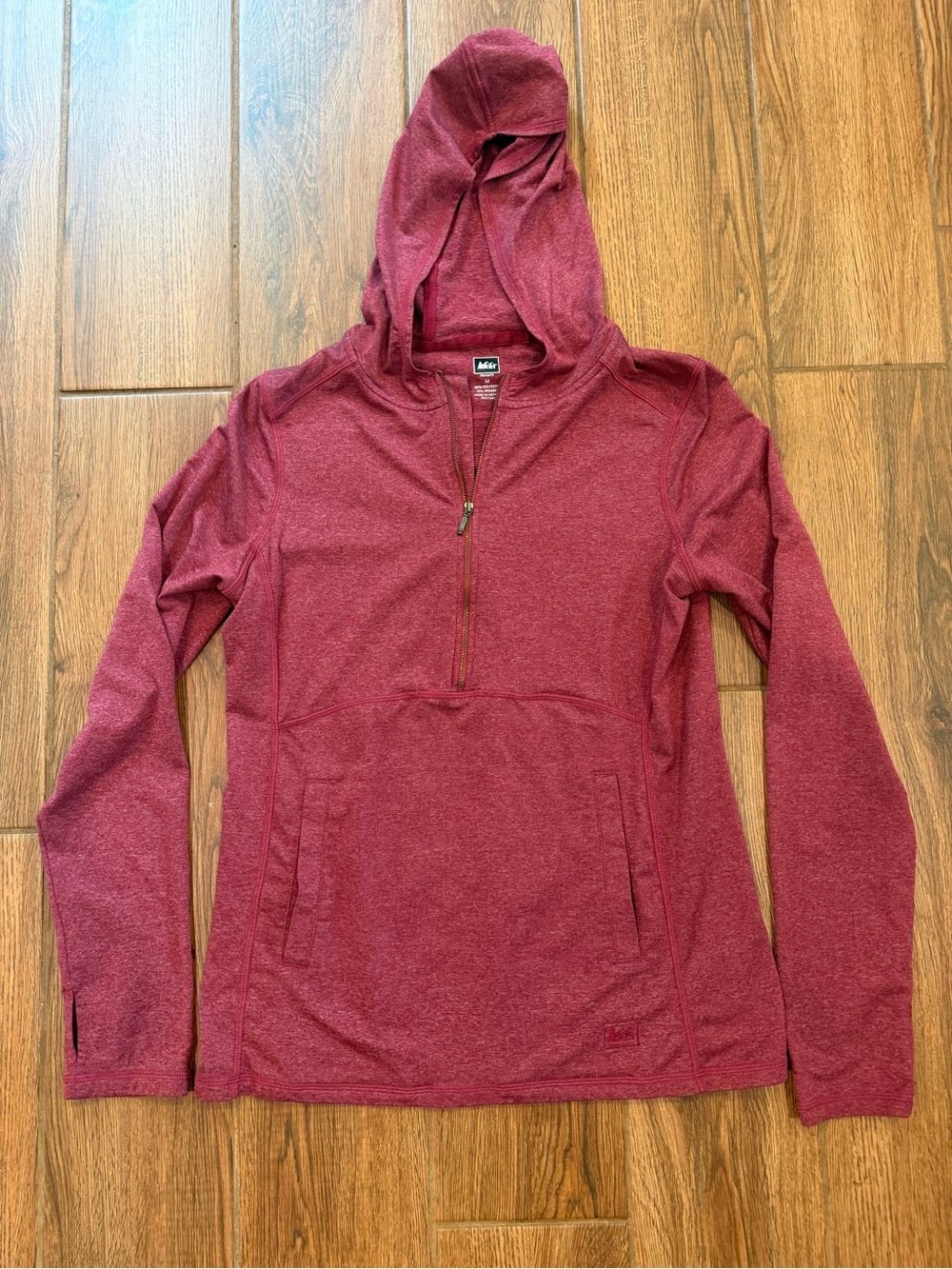 REI Women's Burgundy Hooded 1/2 Zip Pullover Hoodie w/ Pockets Size M